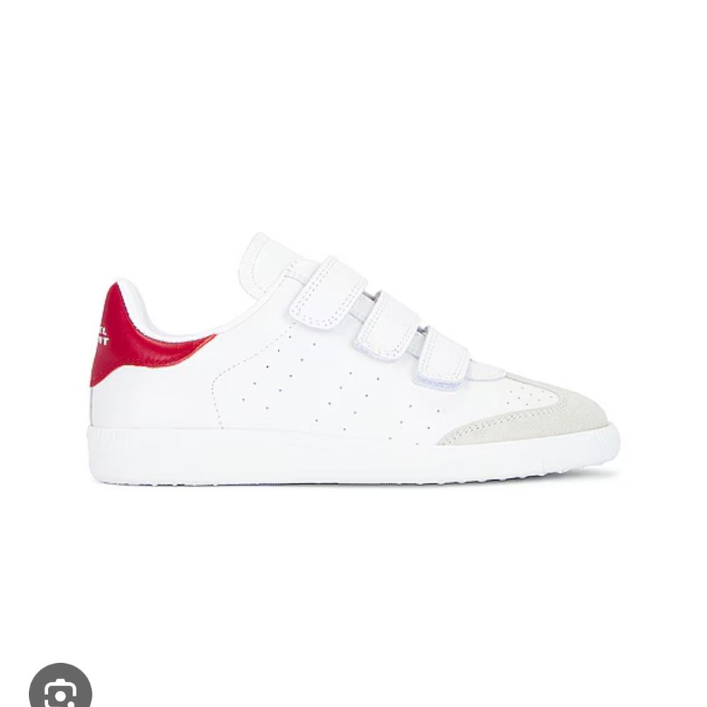 White and Red Velcro Sneakers